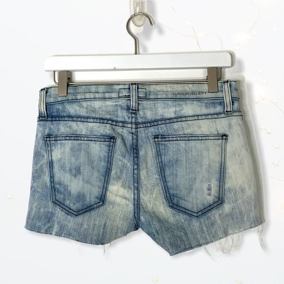 CURRENT/ELLIOTT Denim Cut-Off Shorts City Blue Jean Bleach Destroyed sz 26 - Picture 2 of 5